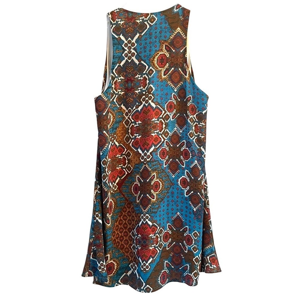 Show Me Your Mumu Turquoise Boho Medallion Lace Up‎ Mini Dress XS - Picture 4 of 8